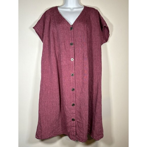 J. Jill Burgundy Button-Down Dress - Picture 1 of 6